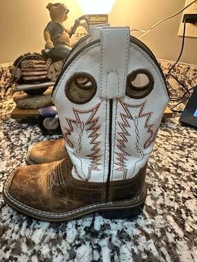 Smoky Mountain Youth's Jesse Square Toe Boot - Waxy Brown/White